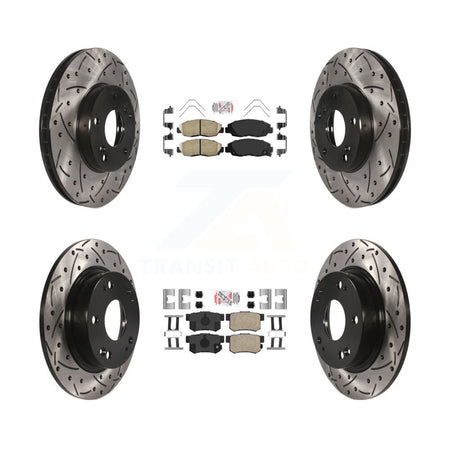 Front Rear Ceramic Pad Drill Slot Disc Brake Rotors Kit For 2014-2015 Honda Civic Touring KDA-102601