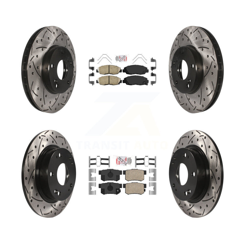 Front Rear Ceramic Pad Drill Slot Disc Brake Rotors Kit For 2014-2015 Honda Civic Touring KDA-102602