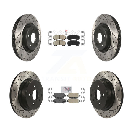 Front Rear Ceramic Pad Coated Drill Slot Disc Brake Rotor Kit For 2016-2017 INFINITI QX50 KDA-102607