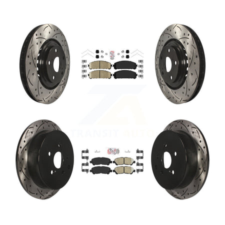 Front Rear Ceramic Pad Coated Drilled Slotted Disc Brake Rotors Kit For Toyota Highlander KDA-102609