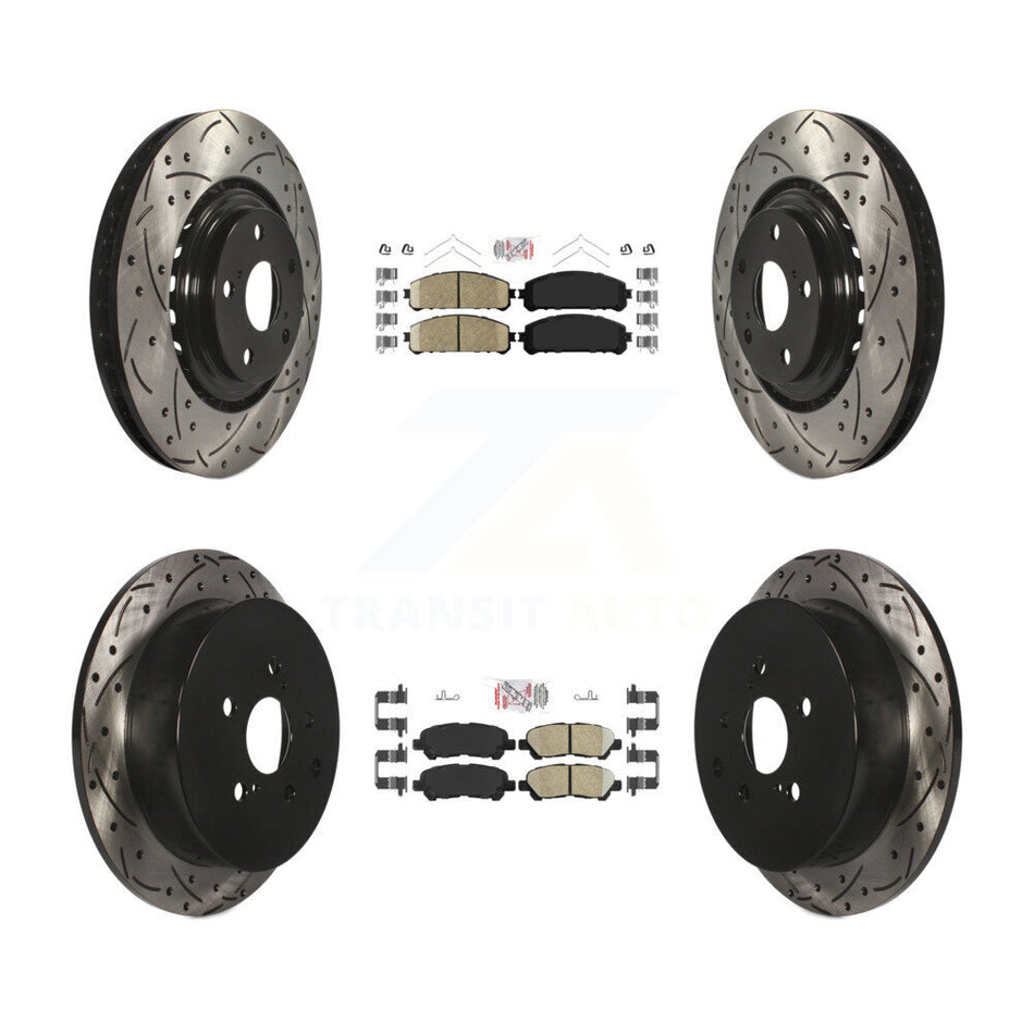 Front Rear Ceramic Pad Coated Drilled Slotted Disc Brake Rotors Kit For Toyota Highlander KDA-102610