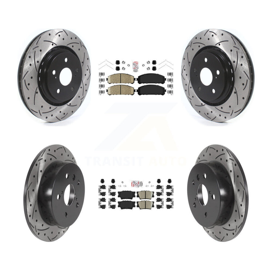 Front Rear Ceramic Pad Coated Drilled Slot Disc Brake Rotor Kit For 2022 Toyota Camry TRD KDA-102611