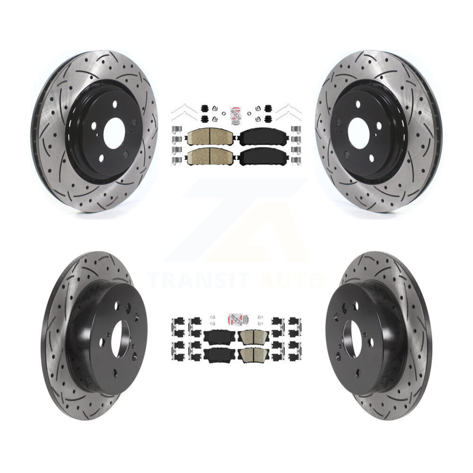 Front Rear Ceramic Pad Coated Drilled Slot Disc Brake Rotor Kit For 2022 Toyota Camry TRD KDA-102612