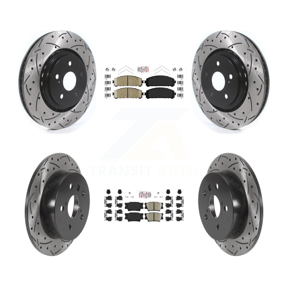 Front Rear Ceramic Pad Coated Drilled Slot Disc Brake Rotor Kit For 2022 Toyota Camry TRD KDA-102613