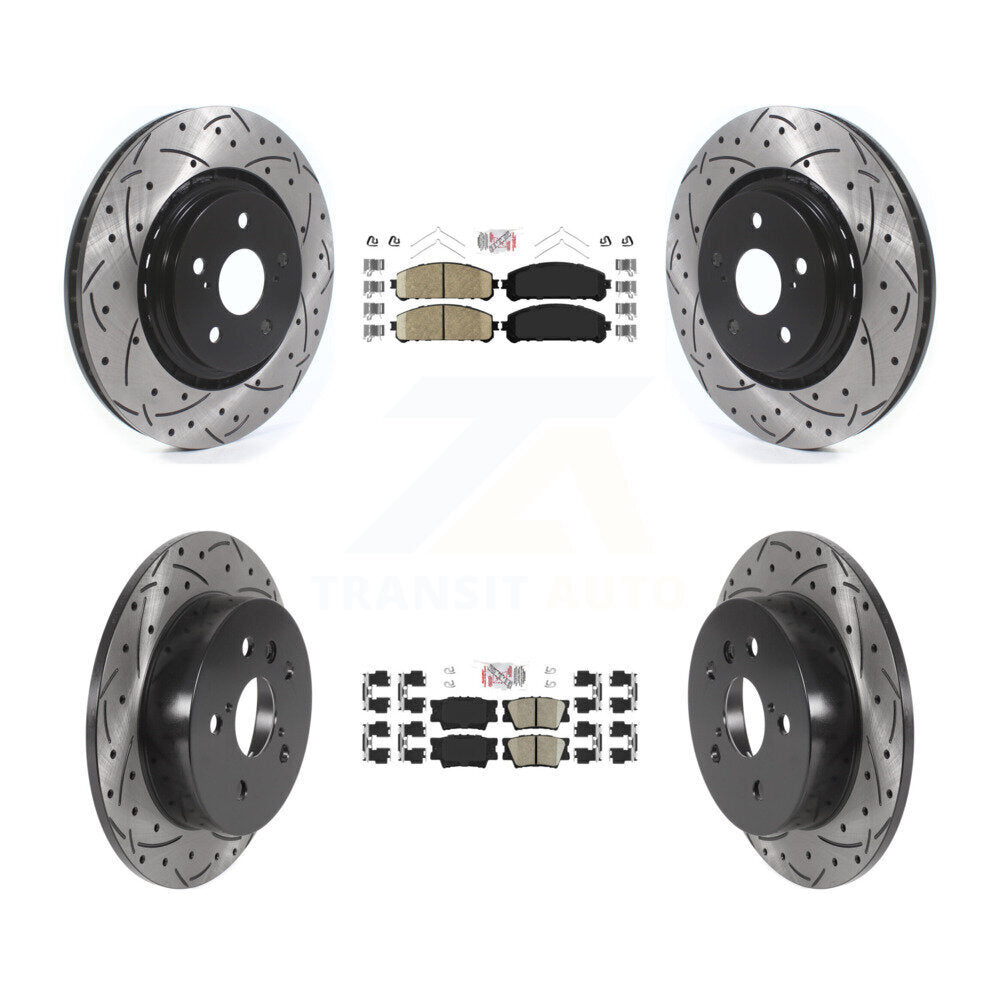Front Rear Ceramic Pad Coated Drilled Slot Disc Brake Rotor Kit For 2022 Toyota Camry TRD KDA-102614