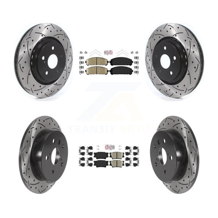 Front Rear Ceramic Pad Coated Drilled Slot Disc Brake Rotor Kit For 2022 Toyota Camry TRD KDA-102614