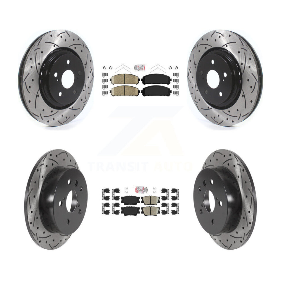 Front Rear Ceramic Pad Coated Drilled Slot Disc Brake Rotor Kit For 2022 Toyota Camry TRD KDA-102614