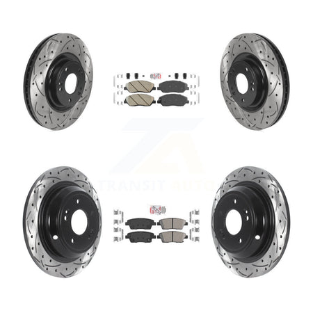 Front Rear Ceramic Pad Coat Drill Slot Disc Brake Rotor Kit For 2012 Hyundai Genesis 3.8L KDA-102617