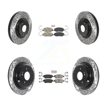 Front Rear Ceramic Pad Coat Drill Slot Disc Brake Rotor Kit For 2012 Hyundai Genesis 3.8L KDA-102618