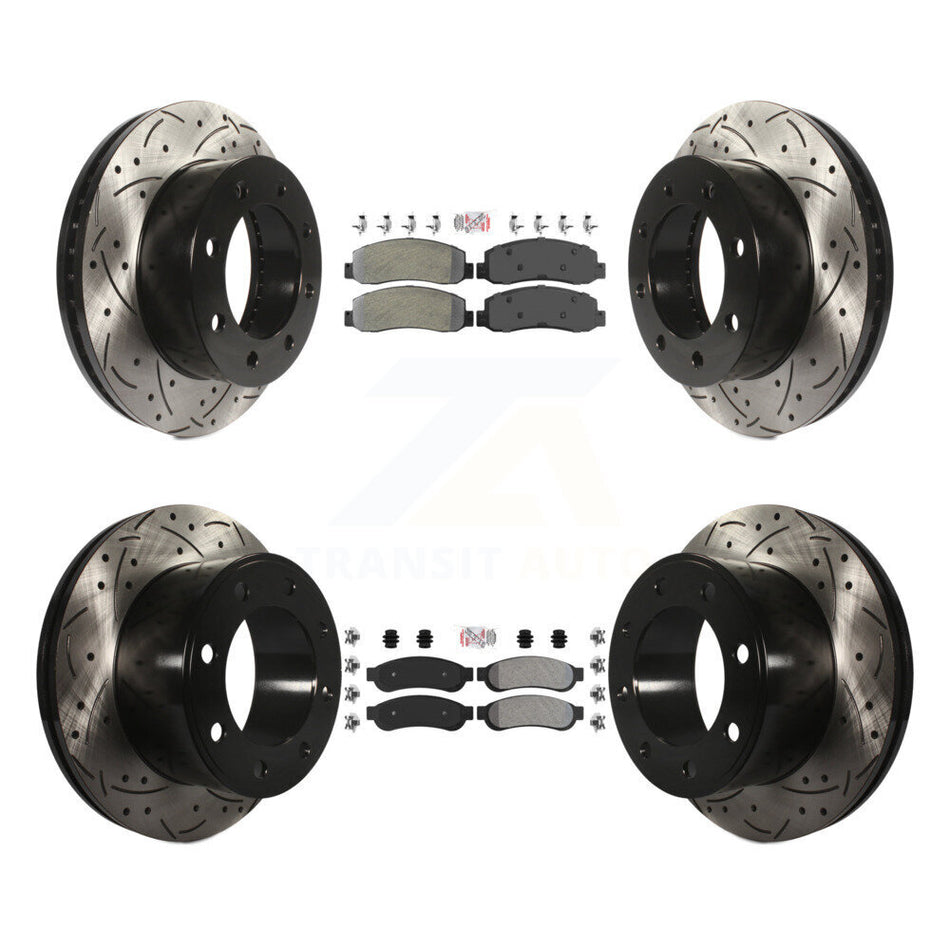 Front Rear Semi-Metallic Pad & Drilled Slot Brake Rotor Kit For Ford F-250 Super Duty 4WD KDA-102620