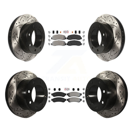 Front Rear Semi-Metallic Pad & Drilled Slot Brake Rotor Kit For Ford F-250 Super Duty 4WD KDA-102622