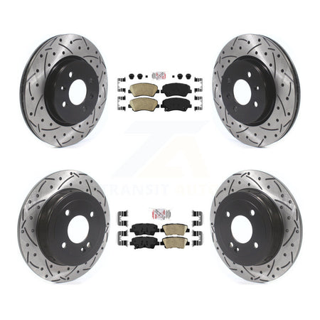 Front Rear Ceramic Pads And Coated Drilled Slotted Disc Brake Rotors Kit For Kia Rio KDA-102625