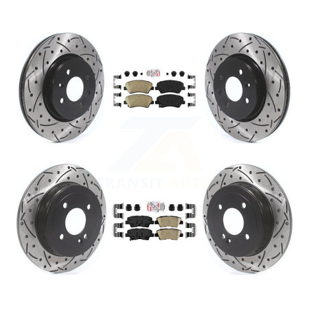 Front Rear Ceramic Pads And Coated Drilled Slotted Disc Brake Rotors Kit For Kia Rio KDA-102626