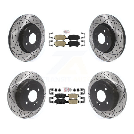 Front Rear Ceramic Pads And Coated Drilled Slotted Disc Brake Rotors Kit For Kia Rio KDA-102627