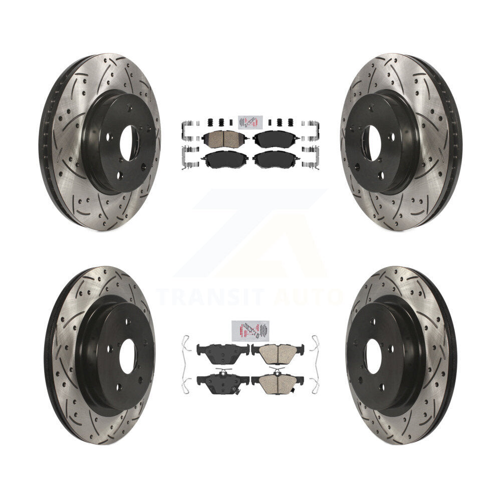 Front Rear Ceramic Pad Coated Drill Slot Disc Brake Rotor Kit For 2015 Subaru Legacy 2.5L KDA-102628
