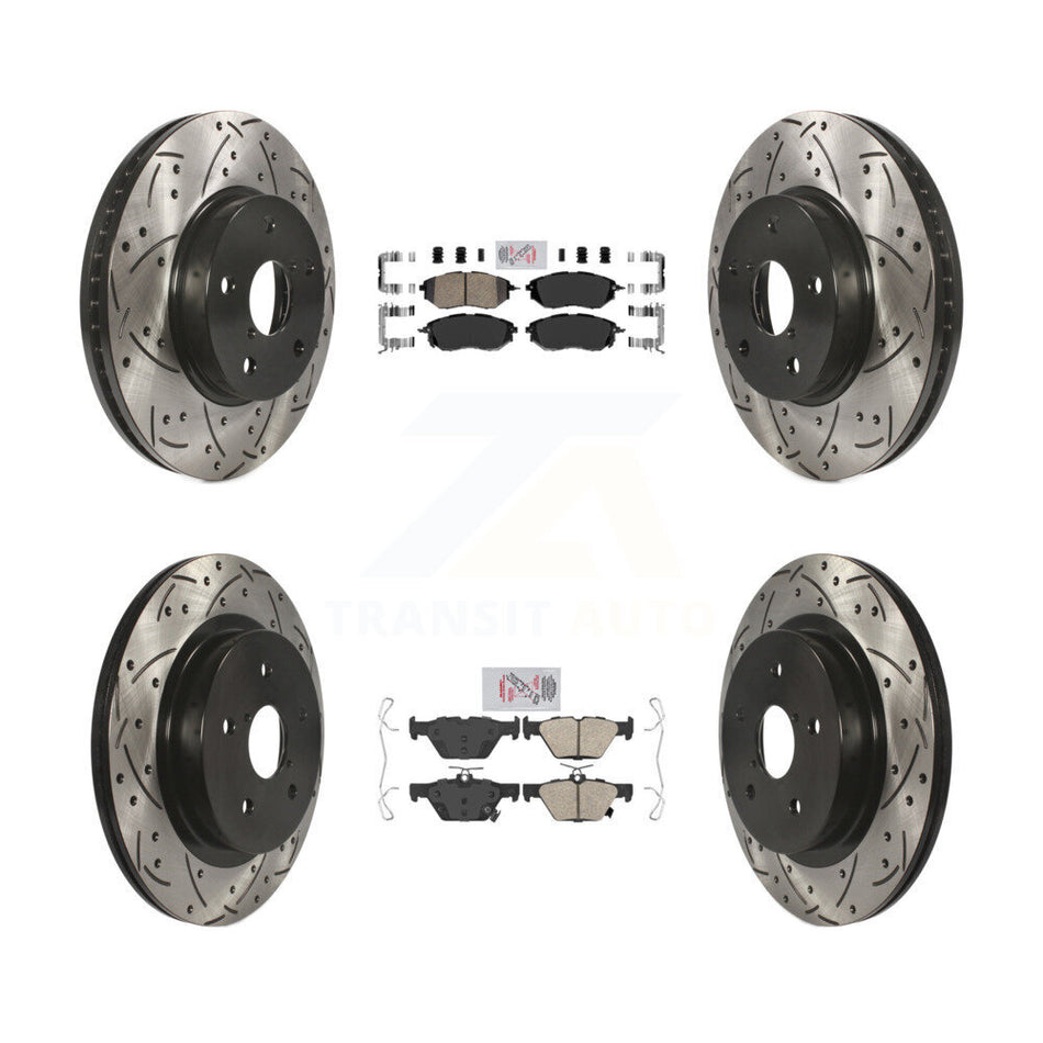 Front Rear Ceramic Pad Coated Drill Slot Disc Brake Rotor Kit For 2015 Subaru Legacy 2.5L KDA-102628