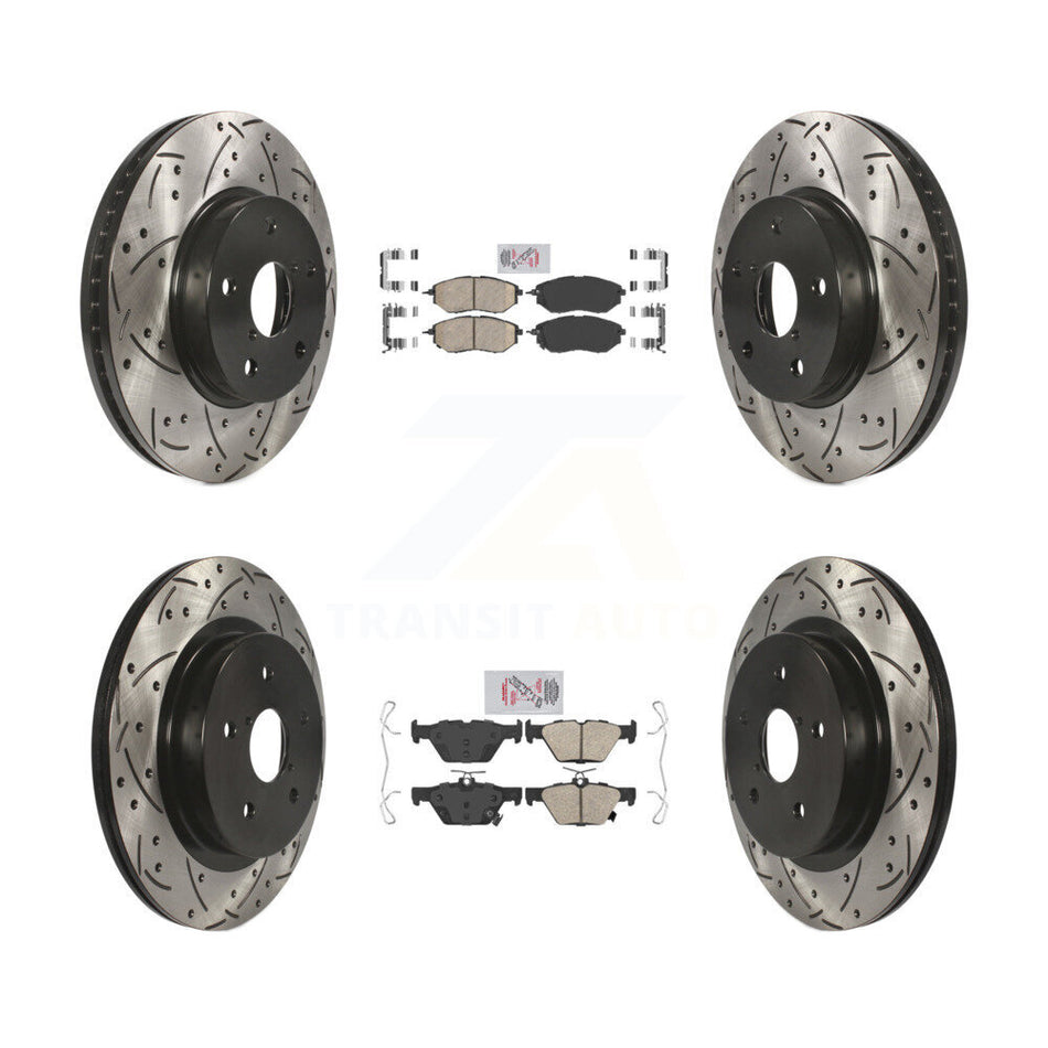 Front Rear Ceramic Pad Coated Drill Slot Disc Brake Rotor Kit For 2015 Subaru Legacy 2.5L KDA-102630