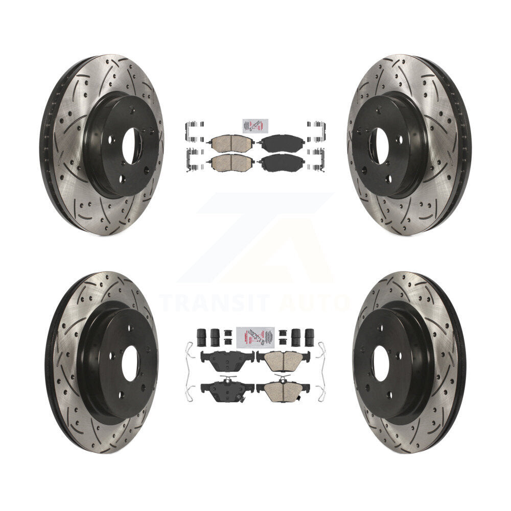 Front Rear Ceramic Pad Coated Drill Slot Disc Brake Rotor Kit For 2015 Subaru Legacy 2.5L KDA-102631