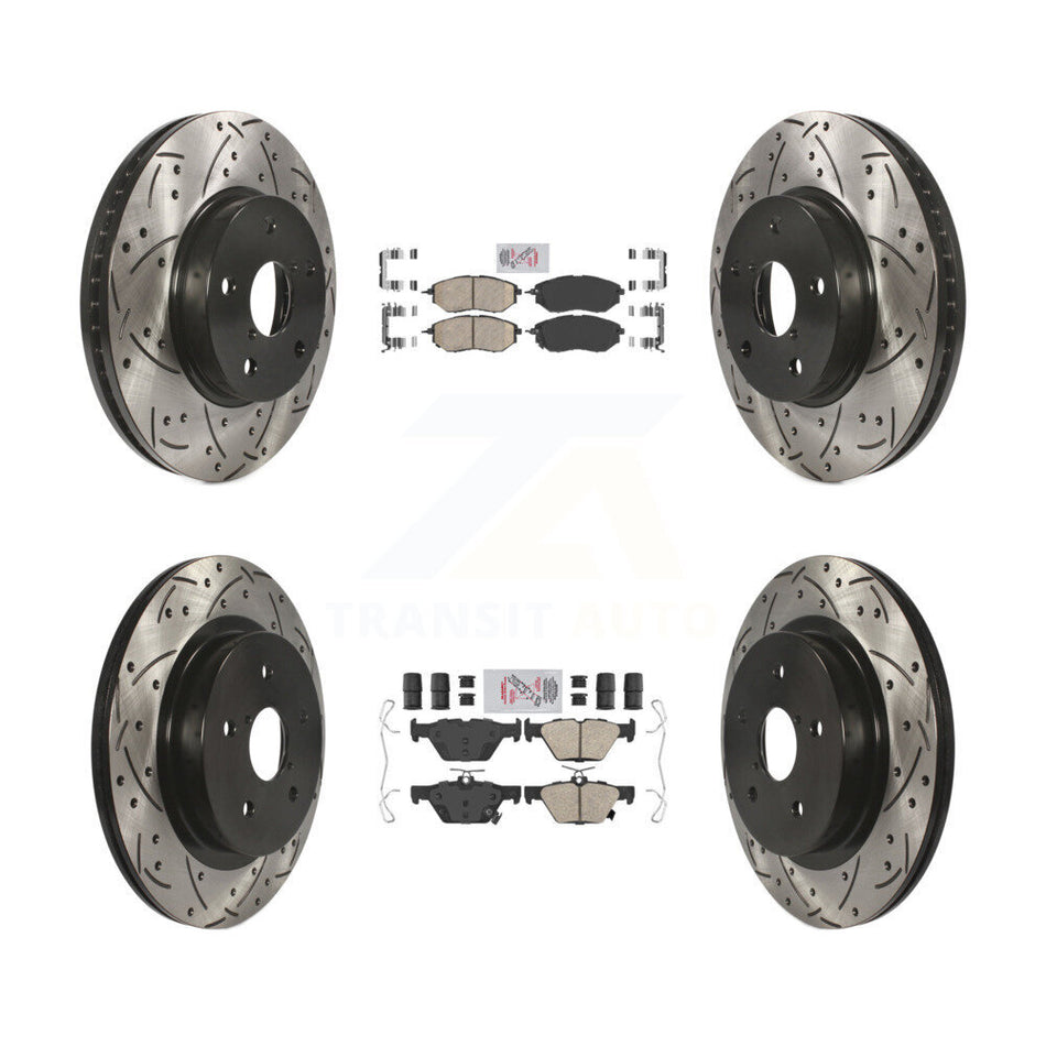 Front Rear Ceramic Pad Coated Drill Slot Disc Brake Rotor Kit For 2015 Subaru Legacy 2.5L KDA-102631