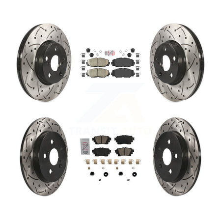 Front Rear Ceramic Pad Coat Drill Slot Disc Brake Rotors Kit For 2019 Toyota Corolla 1.8L KDA-102634