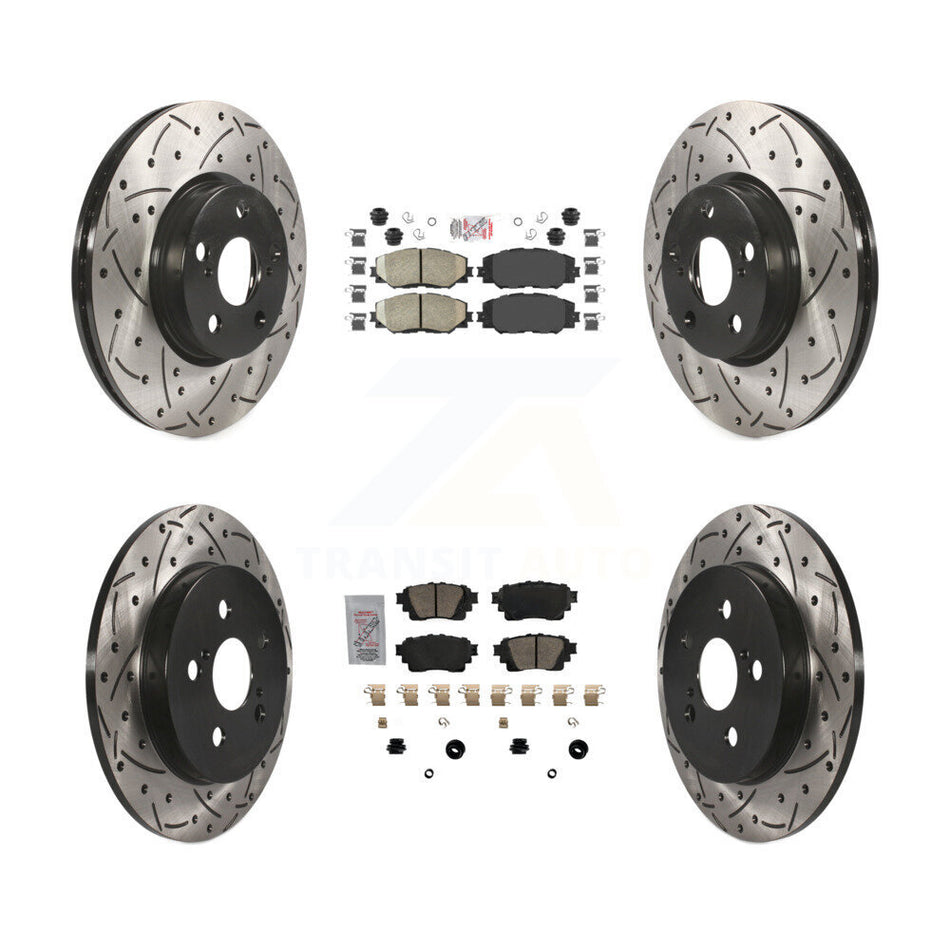 Front Rear Ceramic Pad Coat Drill Slot Disc Brake Rotors Kit For 2019 Toyota Corolla 1.8L KDA-102634