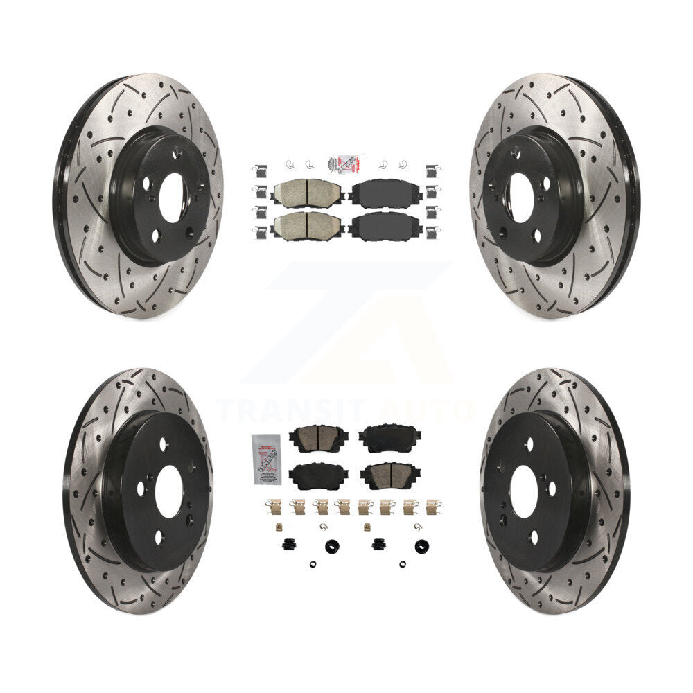Front Rear Ceramic Pad Coat Drill Slot Disc Brake Rotors Kit For 2019 Toyota Corolla 1.8L KDA-102636