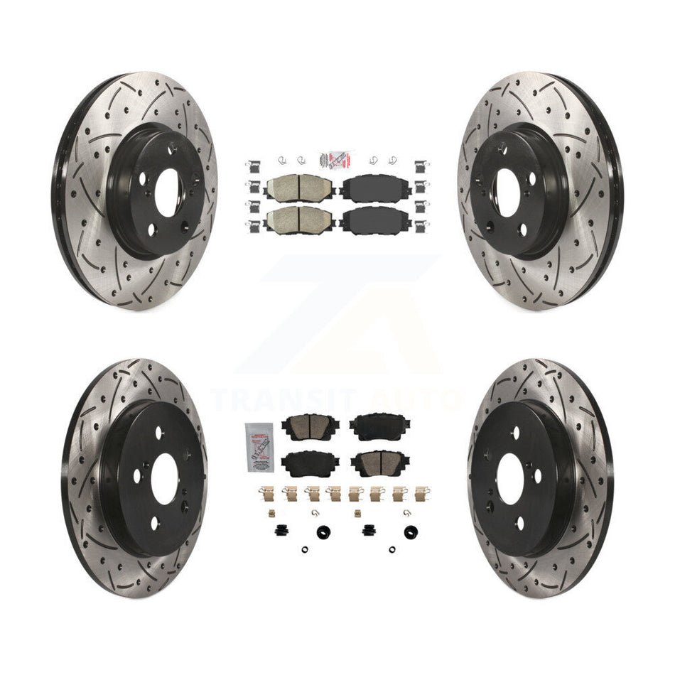 Front Rear Ceramic Pad Coat Drill Slot Disc Brake Rotors Kit For 2019 Toyota Corolla 1.8L KDA-102636