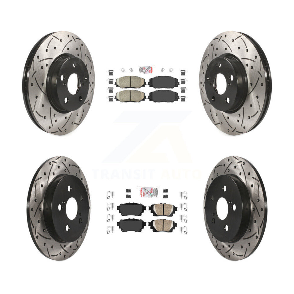 Front Rear Ceramic Pad Coat Drill Slot Disc Brake Rotors Kit For 2019 Toyota Corolla 1.8L KDA-102637