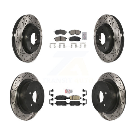 Front Rear Ceramic Pad And Coated Drilled Slotted Disc Brake Rotors Kit For Nissan Sentra KDA-102643
