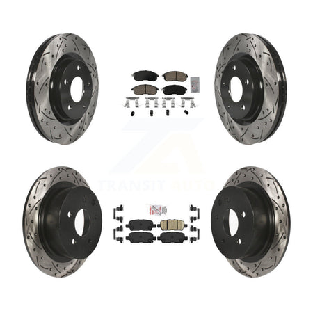 Front Rear Ceramic Pad Drilled Slot Brake Rotors Kit For 17-19 Nissan Sentra Turbocharged KDA-102645