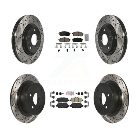 Front Rear Ceramic Pad Drilled Slot Brake Rotors Kit For 17-19 Nissan Sentra Turbocharged KDA-102646