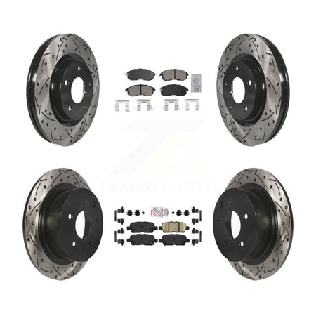 Front Rear Ceramic Pad Drilled Slot Brake Rotors Kit For 17-19 Nissan Sentra Turbocharged KDA-102648