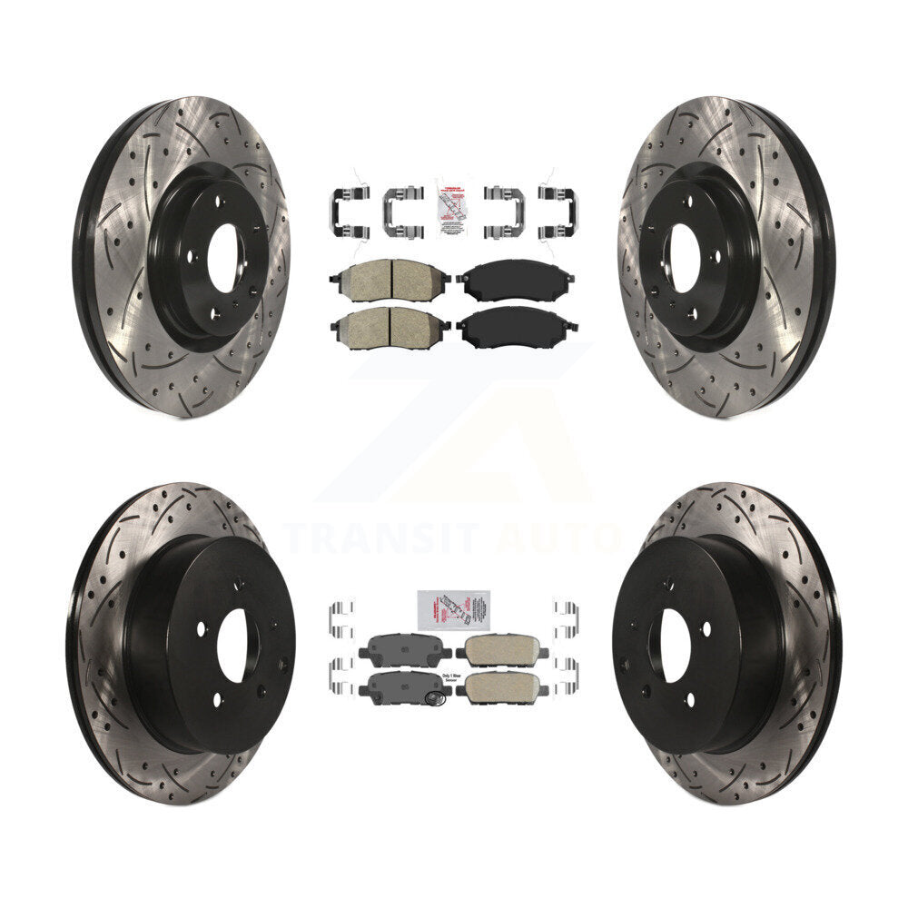 Front Semi-Metallic Rear Ceramic Pad Drilled Slot Brake Rotors Kit For Nissan Murano QX70 KDA-102649
