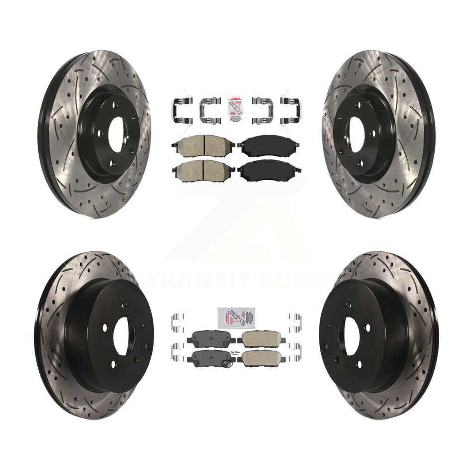 Front Semi-Metallic Rear Ceramic Pad Drilled Slot Brake Rotors Kit For Nissan Murano QX70 KDA-102649