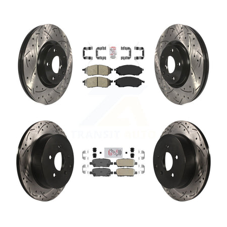 Front Semi-Metallic Rear Ceramic Pad Drilled Slot Brake Rotors Kit For Nissan Murano QX70 KDA-102650