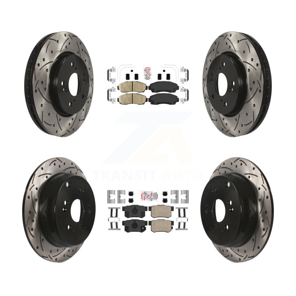 Front Rear Ceramic Pads And Coated Drilled Slotted Disc Brake Rotors Kit For Acura RDX KDA-102651