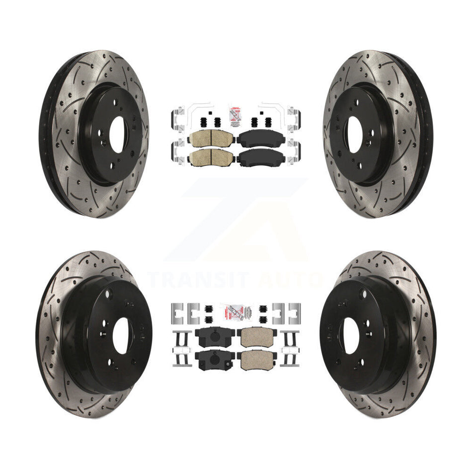 Front Rear Ceramic Pads And Coated Drilled Slotted Disc Brake Rotors Kit For Acura RDX KDA-102651