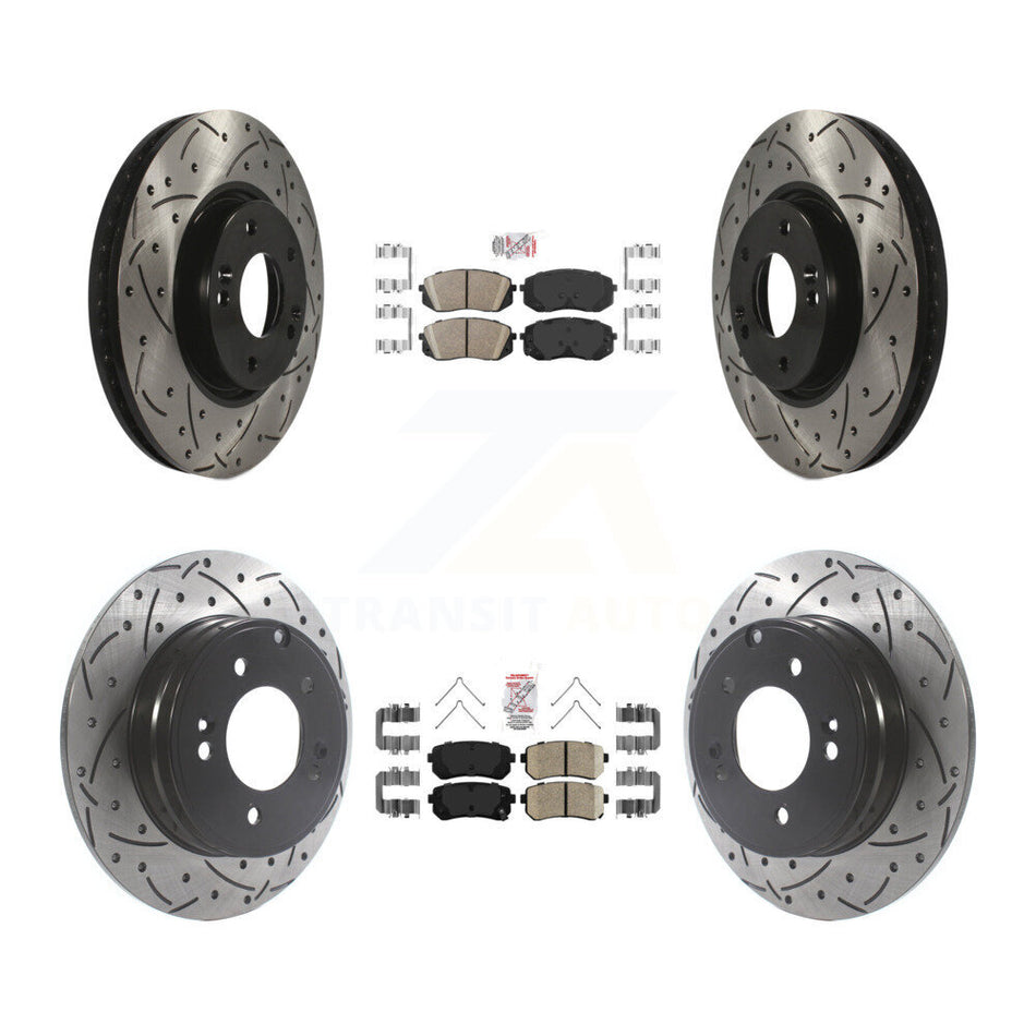 Front Rear Ceramic Pad And Coated Drilled Slotted Disc Brake Rotor Kit For Hyundai Sonata KDA-102653