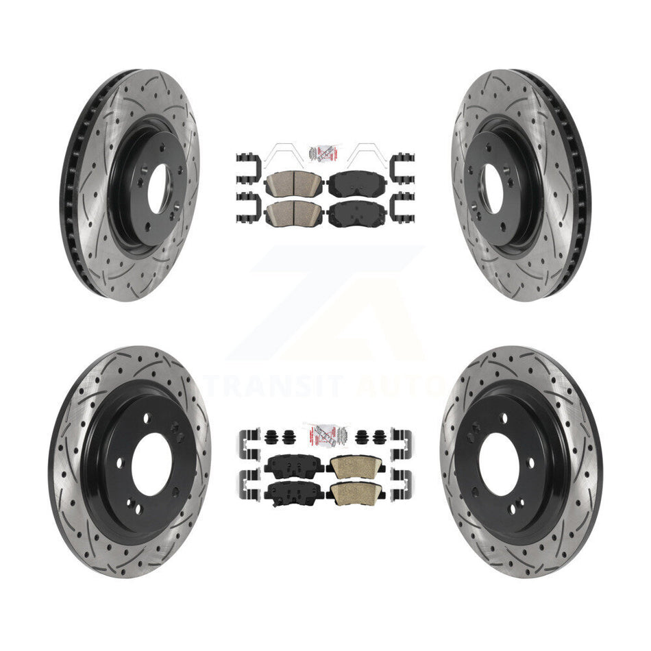 Front Rear Ceramic Pad Drill Slot Disc Brake Rotor Kit For 2016 Hyundai Sonata GAS engine KDA-102658