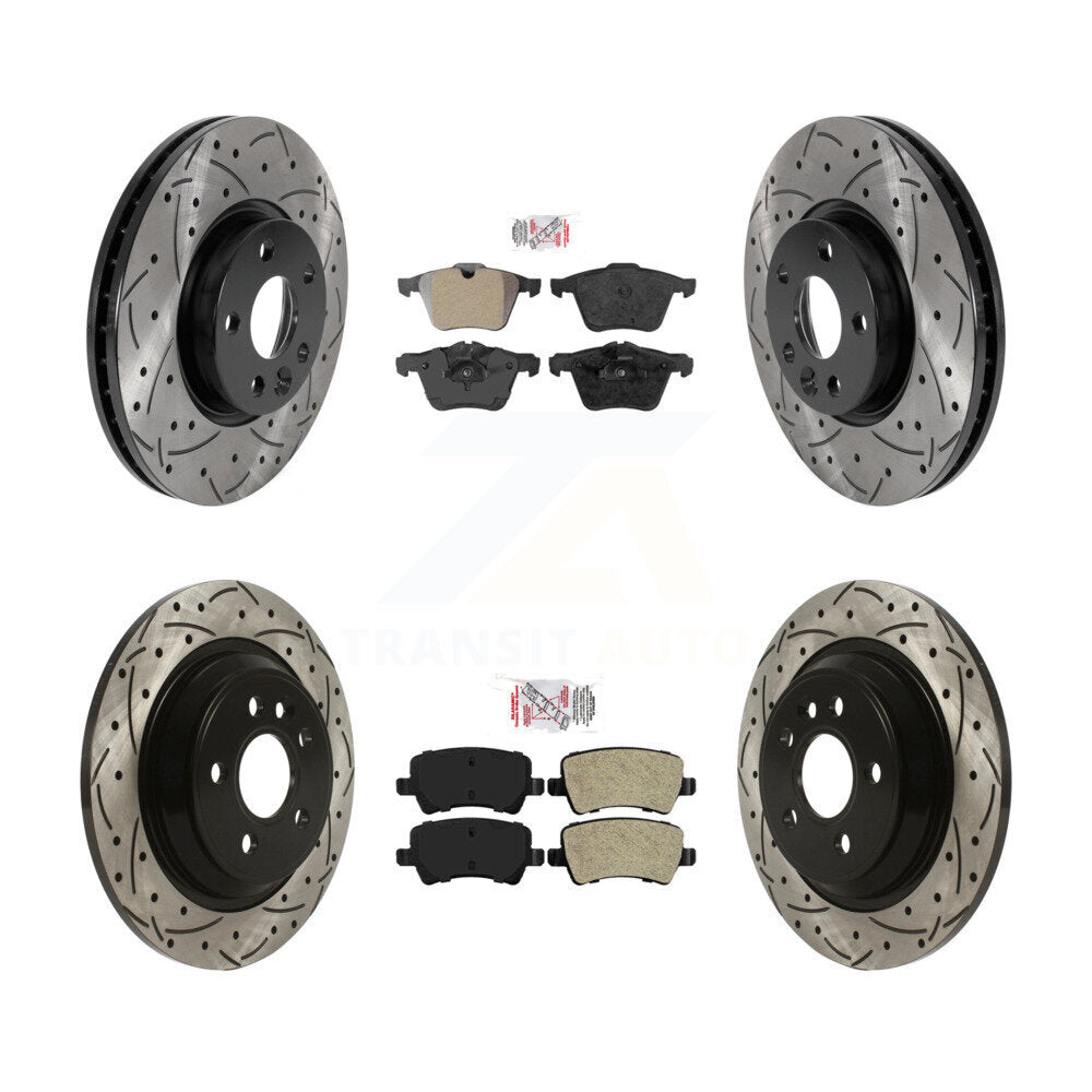 Front Rear Semi-Metallic Pad & Coated Drilled Slotted Disc Brake Rotors Kit For Volvo V70 KDA-102673