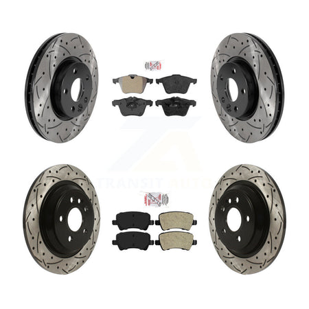 Front Rear Semi-Metallic Pad & Coated Drilled Slotted Disc Brake Rotors Kit For Volvo V70 KDA-102673