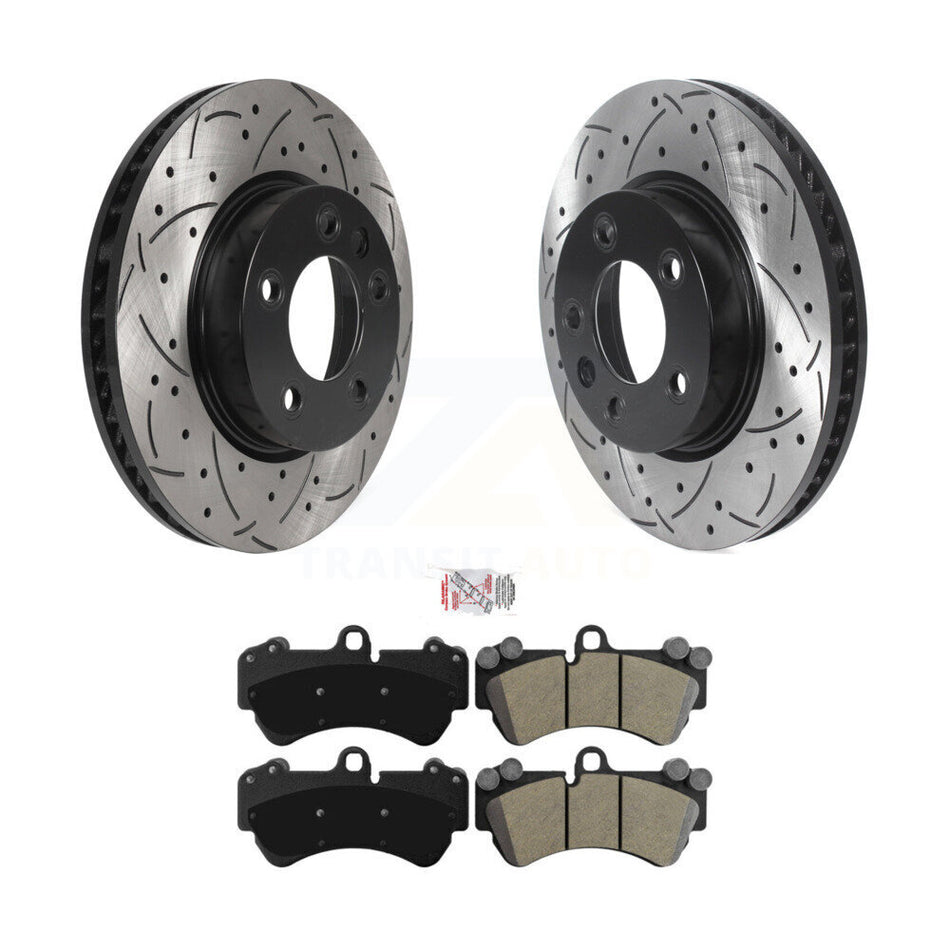 Front Drill Slot Brake Rotor Semi-Metallic Pad Kit For Porsche Cayenne Volkswagen Touareg KDA-102674