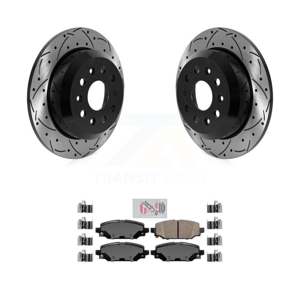 Rear Coated Drill Slot Disc Brake Rotor Ceramic Pad Kit For 2018-2020 Jeep Wrangler Sport KDA-102681