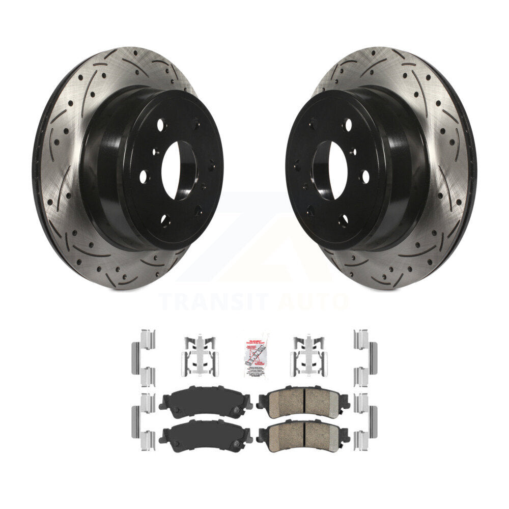 Rear Coated Drilled Slotted Disc Brake Rotors Ceramic Pad Kit For GMC Sierra 1500 Classic KDA-102686