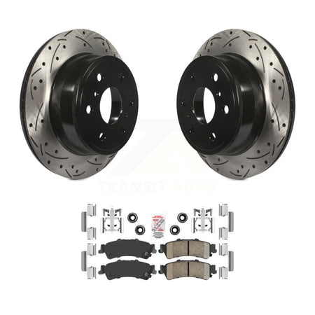 Rear Coated Drilled Slotted Disc Brake Rotors Ceramic Pad Kit For GMC Sierra 1500 Classic KDA-102687