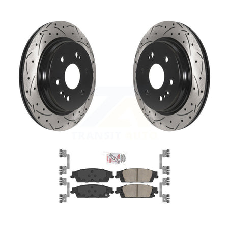 Rear Drilled Slot Brake Rotors Ceramic Pad Kit For Chevrolet Silverado 1500 LD GMC Sierra KDA-102691