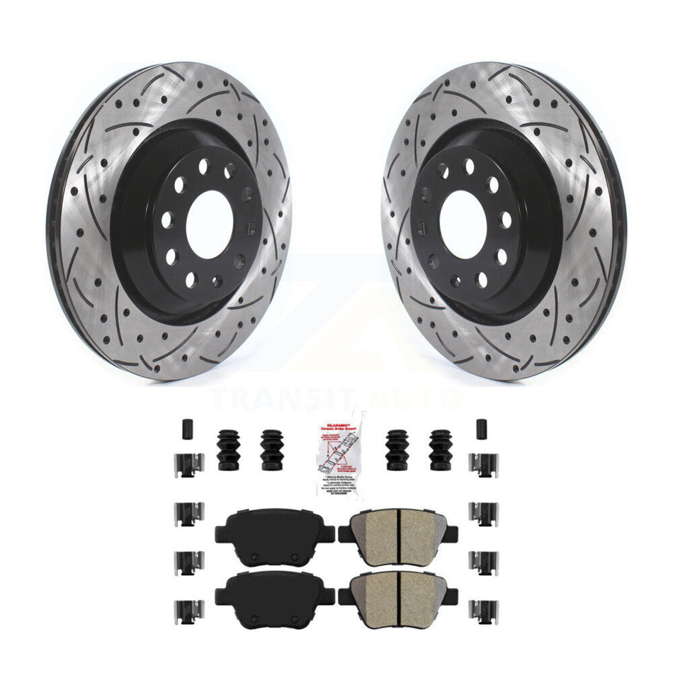 Rear Drill Slot Disc Brake Rotor Semi-Metallic Pad Kit For Volkswagen GTI Audi A3 Quattro KDA-102709
