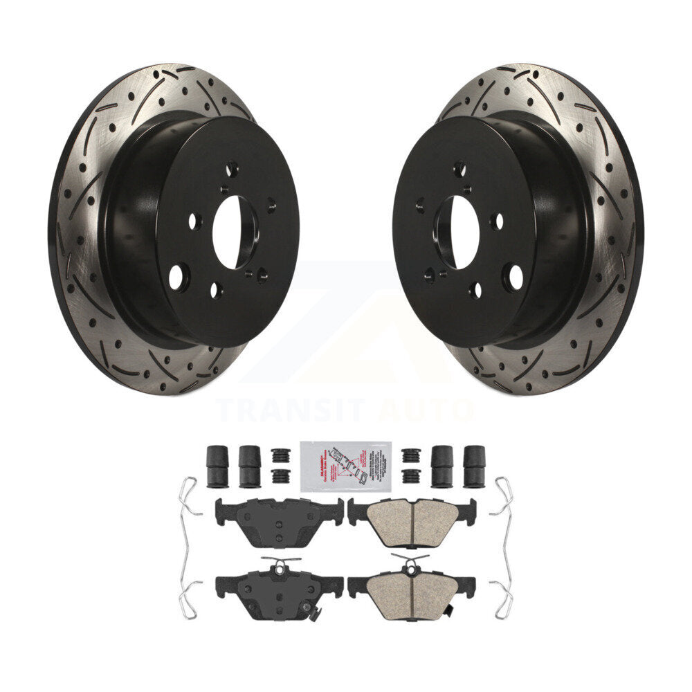 Rear Coated Drilled Slotted Disc Brake Rotors And Ceramic Pads Kit For Subaru Crosstrek KDA-102711