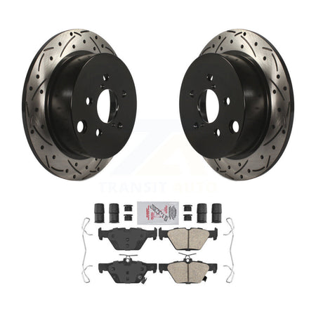 Rear Coated Drilled Slotted Disc Brake Rotors And Ceramic Pads Kit For Subaru Crosstrek KDA-102711