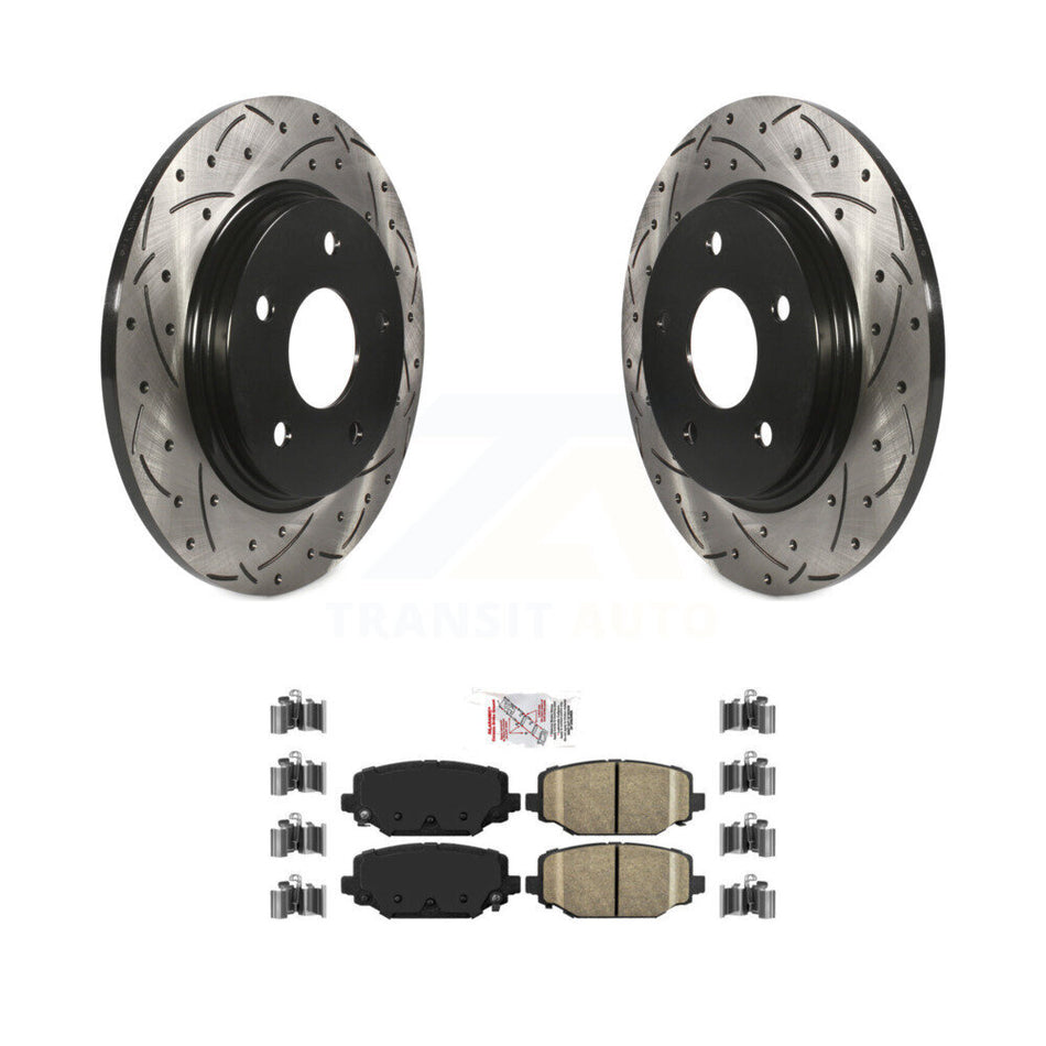 Rear Coated Drilled Slotted Disc Brake Rotors And Ceramic Pad Kit For Dodge Grand Caravan KDA-102715
